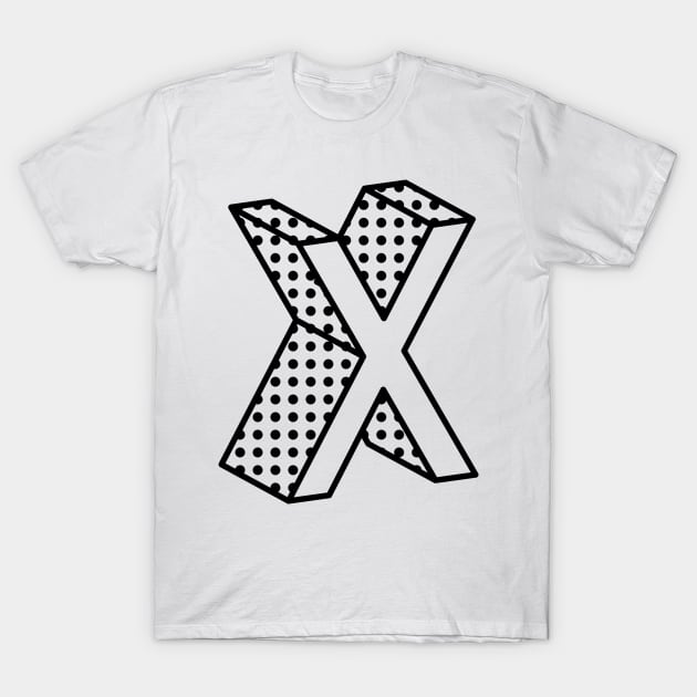 3D Ben Day Dot Isometric Letter X T-Shirt by murialbezanson